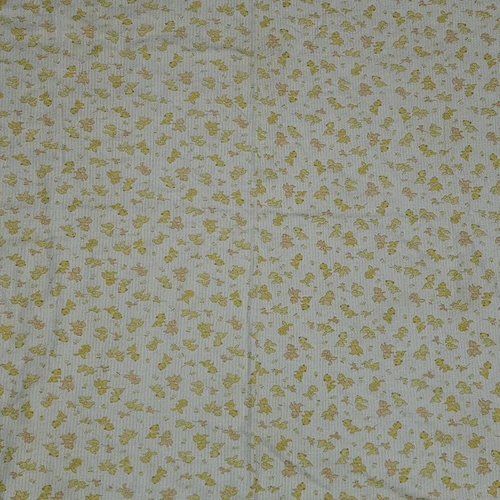 VTG Carter's Yellow Striped Baby Blanket Squirrels Bunnies Orange Cotton 36x36